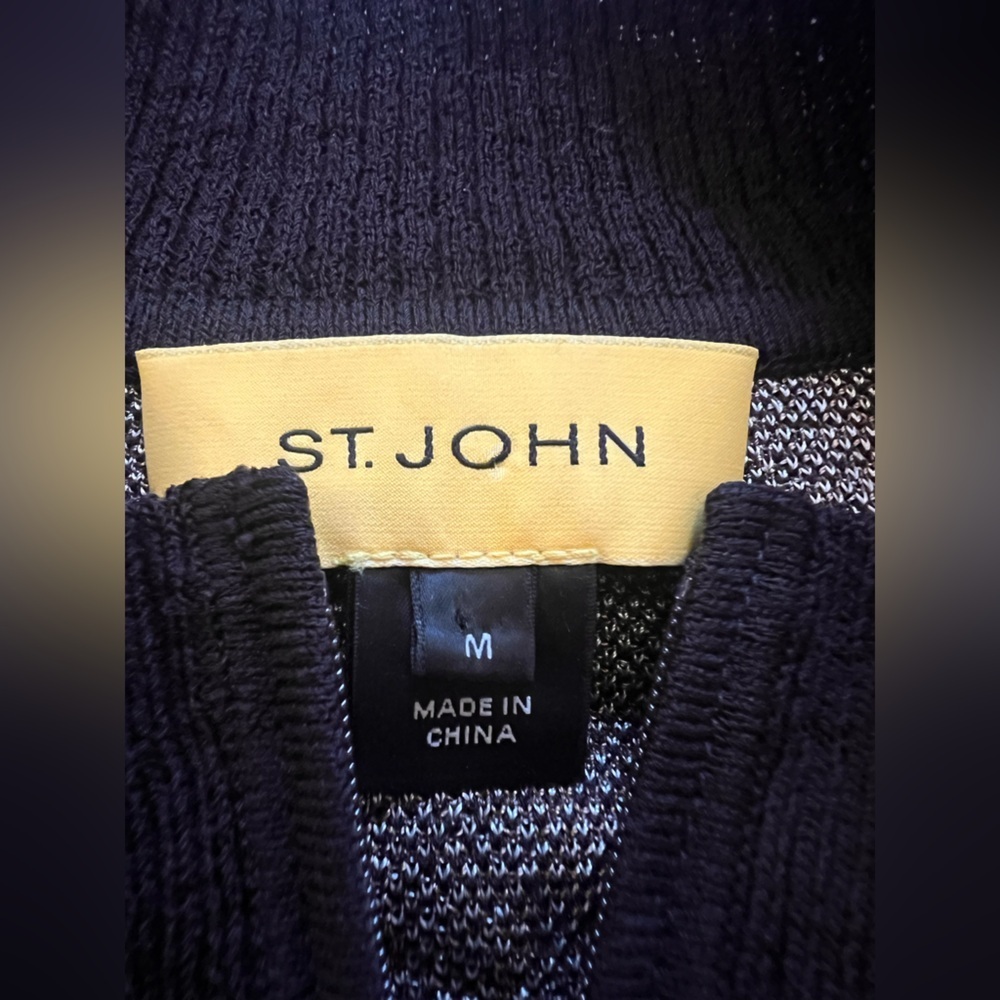 St John Sport Leopard Animal Print Knit Zip Cardigan Jacket Wool Blend M - Picture 3 of 12